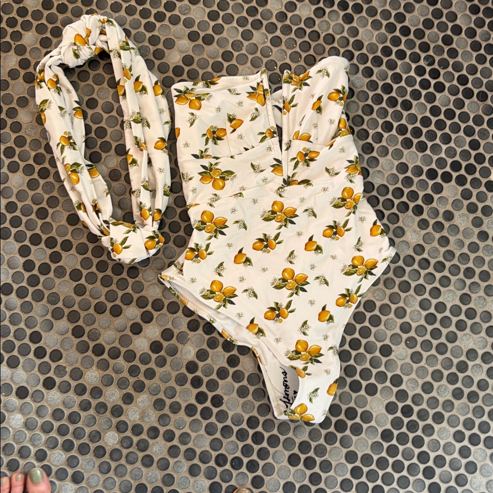 For Love And Lemons White and Yellow Floral One Piece